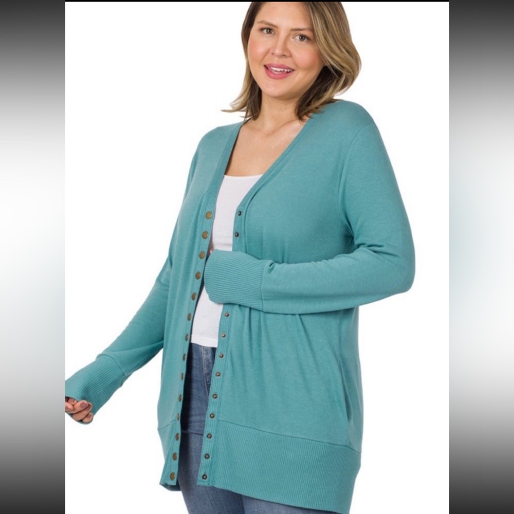 ZENANA
Long Sleeve Snap Button V-neck Sweater Cardigan - Picture 4 of 12